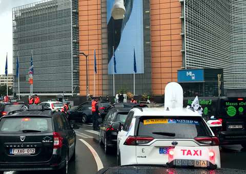 Taxi-Kundgebung am EU Hauptquartier in Brüssel